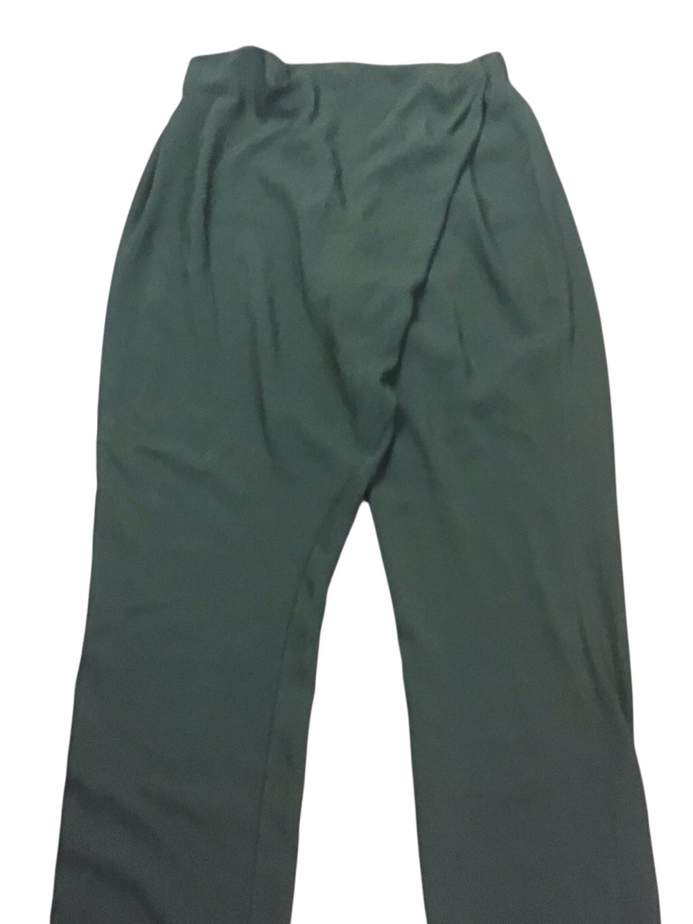 RUTI Olive Crepe Campbell Drape Pants Front Drape Straight Leg Style Size 3 (L) - Picture 5 of 14